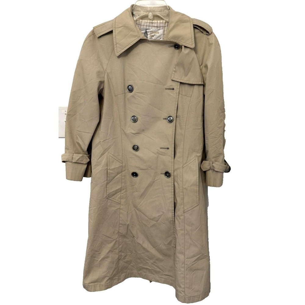 80s London Fog Detective Trench Coat Mens 42 Tan Vintage Dark Academia